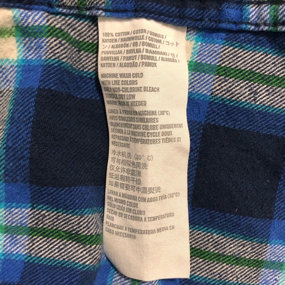 Hollister Flannel Button Down Green Blue Plaid Shirt size Medium - Picture 8 of 8